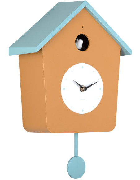 Horloge coucou murale lumineuse jaune ocre et bleu brume 10,5x23x26,4 cm Cuckoo Light Karlsson - 3