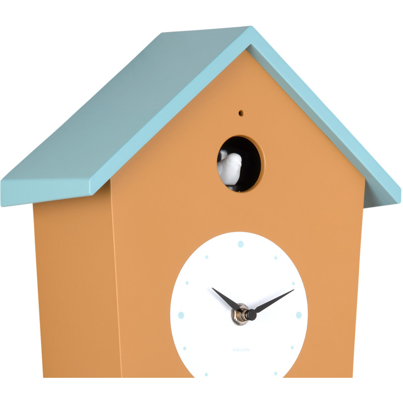 Horloge coucou murale lumineuse jaune ocre et bleu brume 10,5x23x26,4 cm Cuckoo Light Karlsson - 4