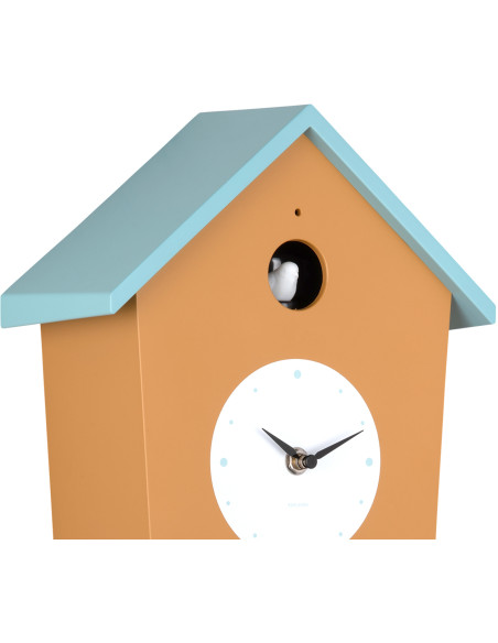Horloge coucou murale lumineuse jaune ocre et bleu brume 10,5x23x26,4 cm Cuckoo Light Karlsson - 4
