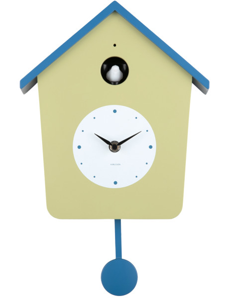 Horloge coucou murale lumineuse vert thé et bleu classique 10,5x23x26,4 cm Cuckoo Light Karlsson - 1