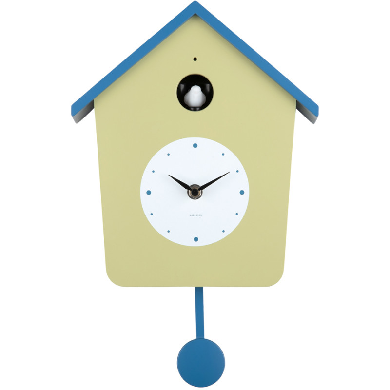 Horloge coucou murale lumineuse vert thé et bleu classique 10,5x23x26,4 cm Cuckoo Light Karlsson - 1