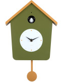 Horloge coucou murale lumineuse vert armée et jaune ocre 10,5x23x26,4 cm Cuckoo Light