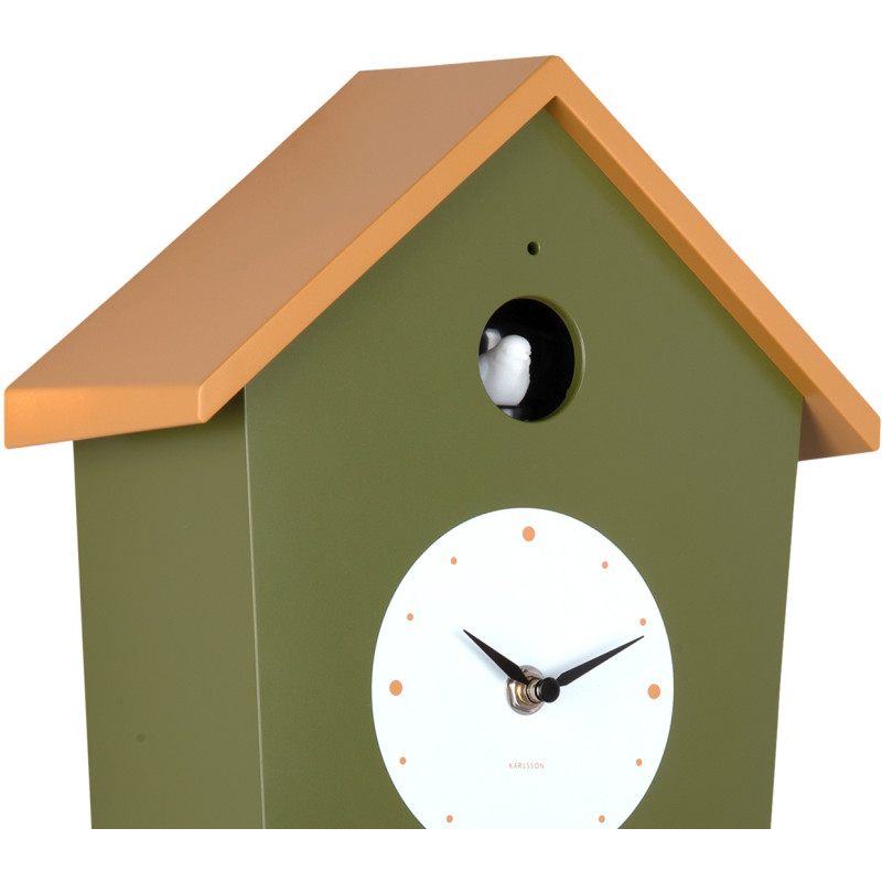 Horloge coucou murale lumineuse vert armée et jaune ocre 10,5x23x26,4 cm Cuckoo Light Karlsson - 4