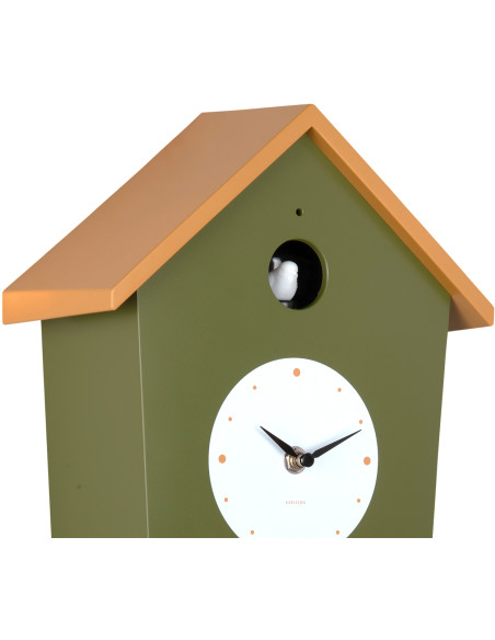 Horloge coucou murale lumineuse vert armée et jaune ocre 10,5x23x26,4 cm Cuckoo Light Karlsson - 4