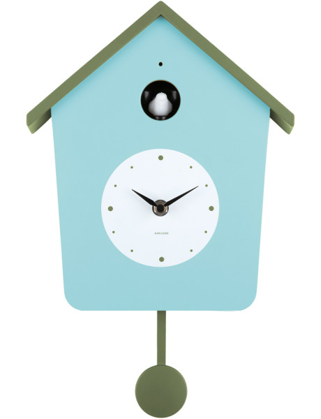 Horloge coucou murale lumineuse bleu brumeux et vert armée 10,5x23x26,4 cm Cuckoo Light Karlsson - 1
