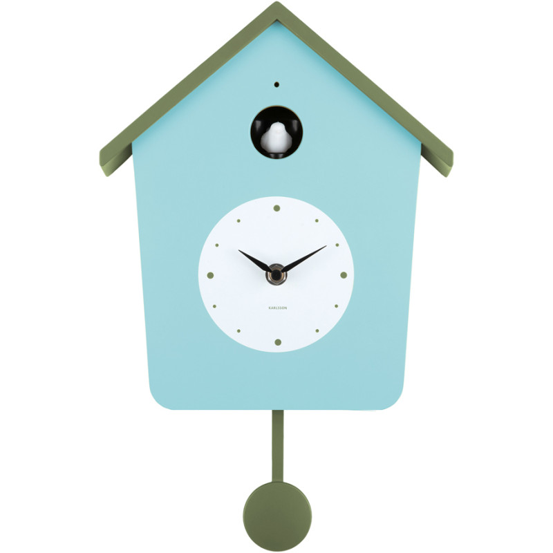 Horloge coucou murale lumineuse bleu brumeux et vert armée 10,5x23x26,4 cm Cuckoo Light Karlsson - 1