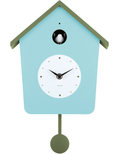 Horloge coucou murale lumineuse bleu brumeux et vert armée 10,5x23x26,4 cm Cuckoo Light Karlsson - 1