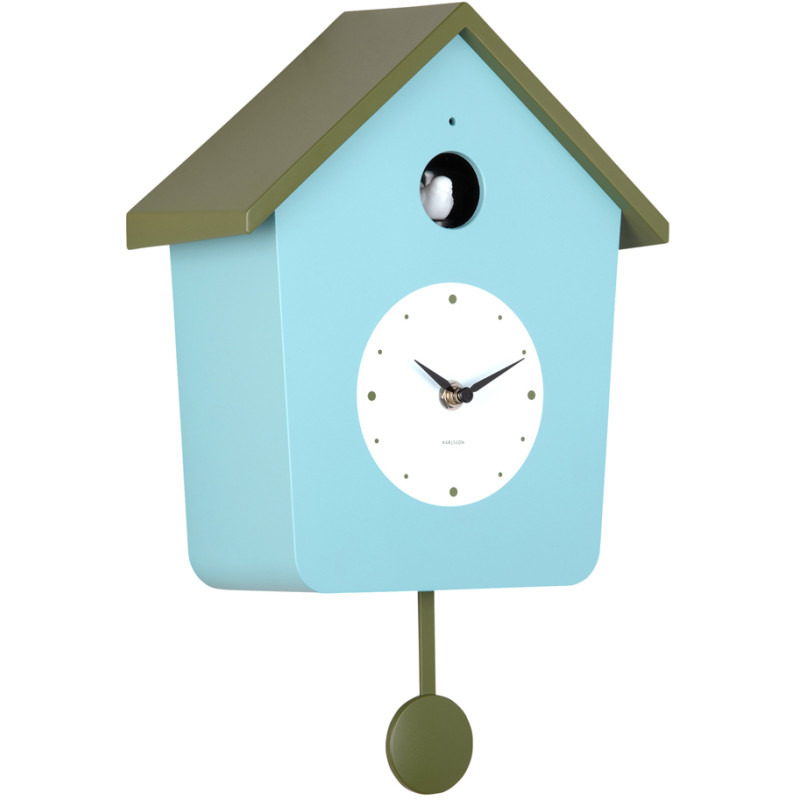 Horloge coucou murale lumineuse bleu brumeux et vert armée 10,5x23x26,4 cm Cuckoo Light Karlsson - 3