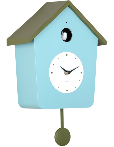 Horloge coucou murale lumineuse bleu brumeux et vert armée 10,5x23x26,4 cm Cuckoo Light Karlsson - 3