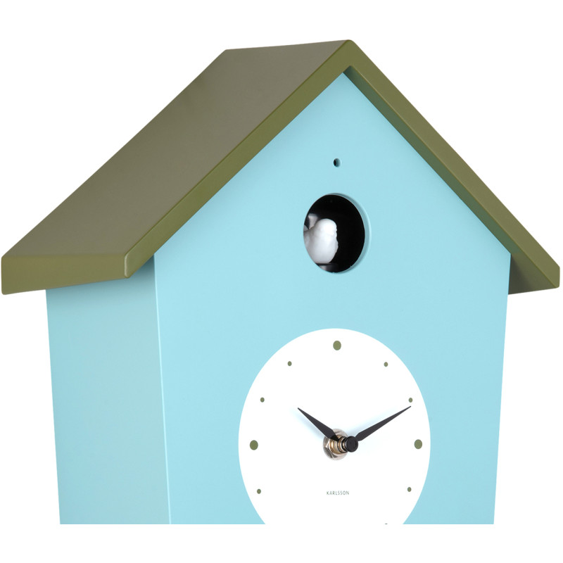 Horloge coucou murale lumineuse bleu brumeux et vert armée 10,5x23x26,4 cm Cuckoo Light Karlsson - 4