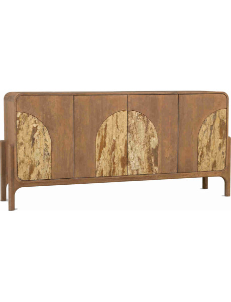 Buffet enfilade 4 portes brun manguier pierre 177 cm Solvaya  - 1