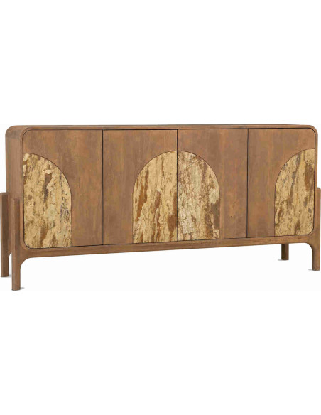 Buffet enfilade 4 portes brun manguier pierre 177 cm Solvaya