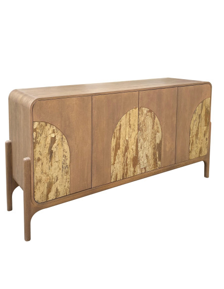 Buffet enfilade 4 portes brun manguier pierre 177 cm Solvaya