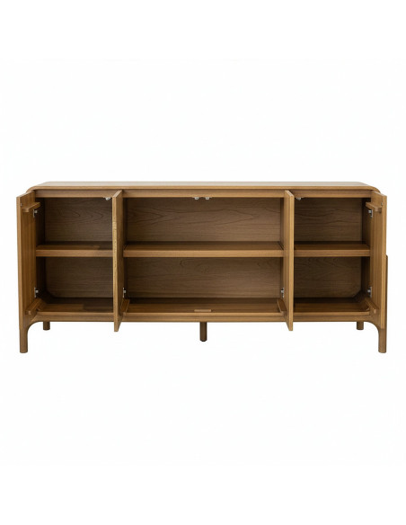 Buffet enfilade 4 portes brun manguier pierre 177 cm Solvaya
