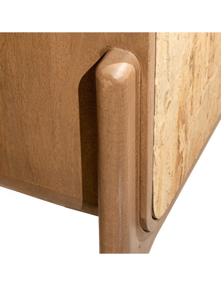 Buffet enfilade 4 portes brun manguier pierre 177 cm Solvaya
