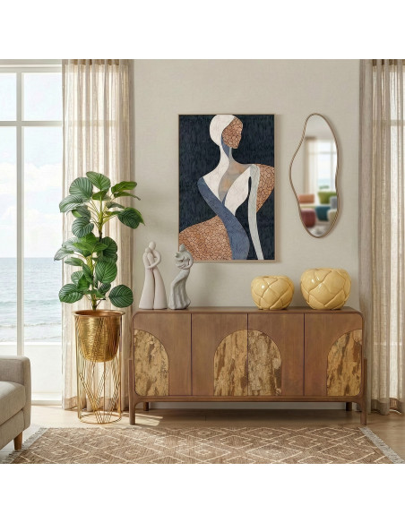 Buffet enfilade 4 portes brun manguier pierre 177 cm Solvaya