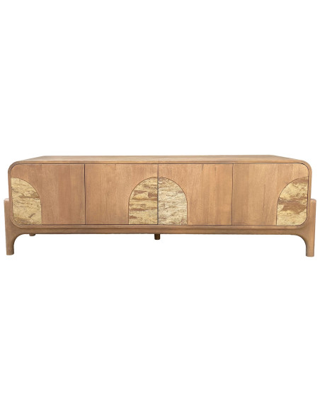Meuble TV naturel manguier pierre 4 portes 160 cm Solvaya  - 3
