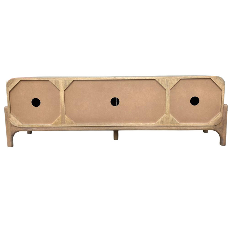 Meuble TV naturel manguier pierre 4 portes 160 cm Solvaya  - 9