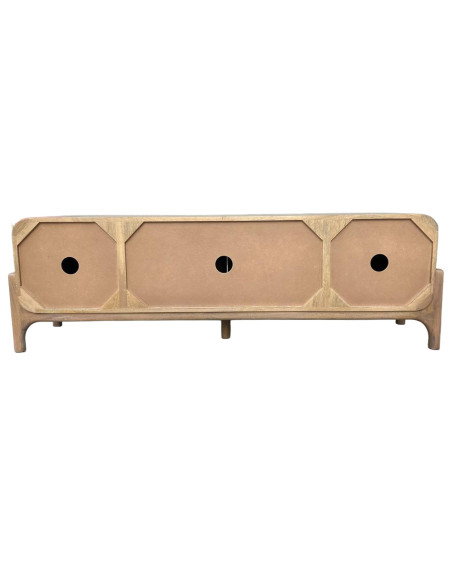 Meuble TV naturel manguier pierre 4 portes 160 cm Solvaya  - 9