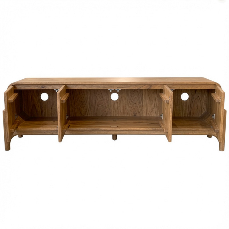 Meuble TV naturel manguier pierre 4 portes 160 cm Solvaya  - 4