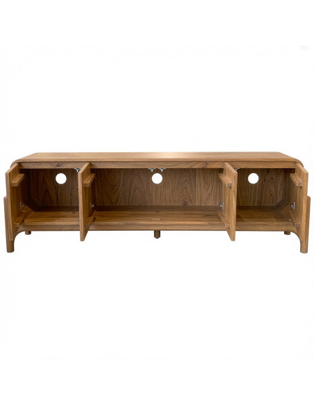 Meuble TV naturel manguier pierre 4 portes 160 cm Solvaya  - 4
