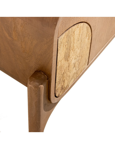Meuble TV naturel manguier pierre 4 portes 160 cm Solvaya  - 8