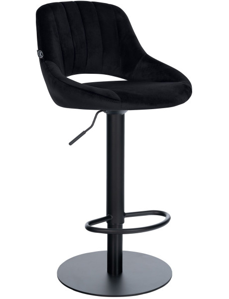 Tabouret de bar réglable pivotant en velours noir et métal 47x48x83-105 cm Saronno  - 1