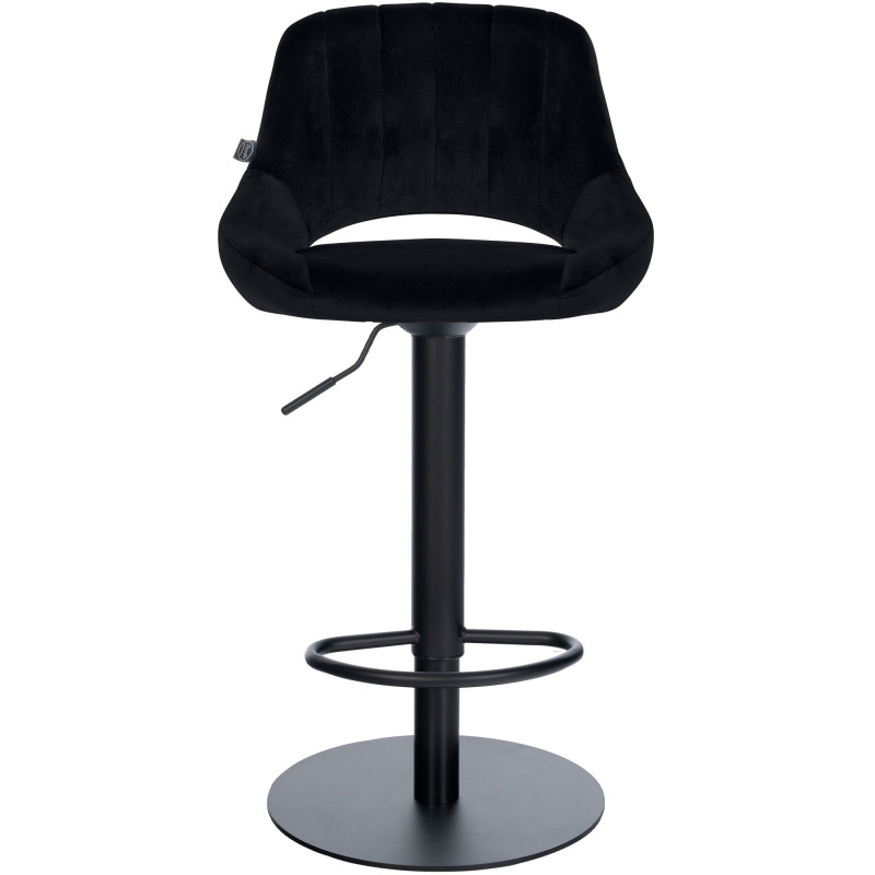 Tabouret de bar réglable pivotant en velours noir et métal 47x48x83-105 cm Saronno  - 2