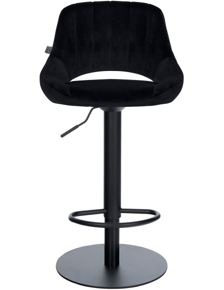 Tabouret de bar réglable pivotant en velours noir et métal 47x48x83-105 cm Saronno  - 2
