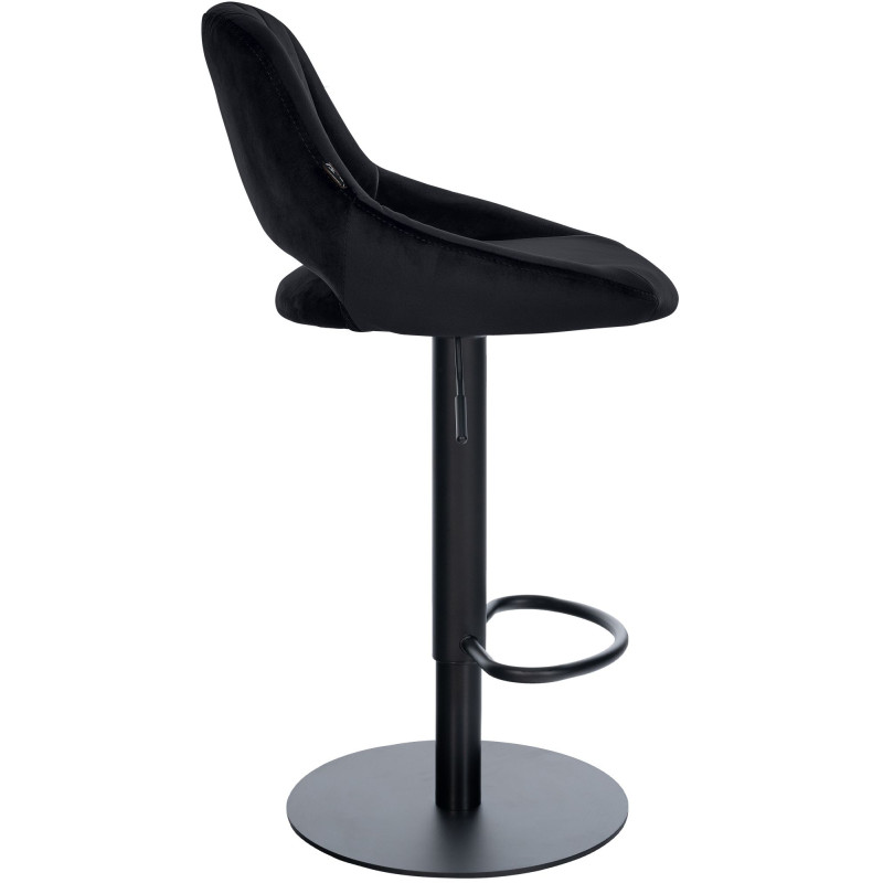 Tabouret de bar réglable pivotant en velours noir et métal 47x48x83-105 cm Saronno  - 3