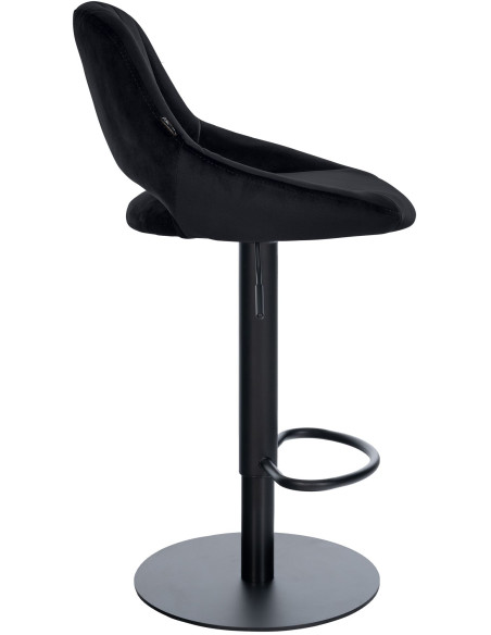 Tabouret de bar réglable pivotant en velours noir et métal 47x48x83-105 cm Saronno  - 3