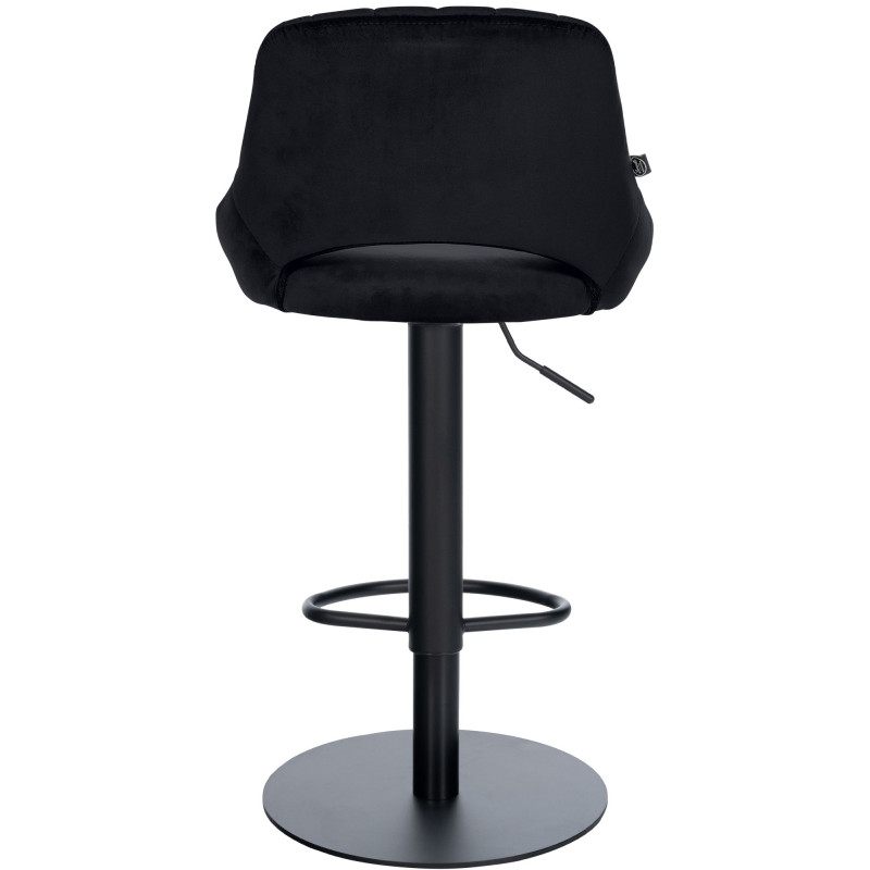Tabouret de bar réglable pivotant en velours noir et métal 47x48x83-105 cm Saronno  - 4