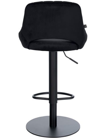 Tabouret de bar réglable pivotant en velours noir et métal 47x48x83-105 cm Saronno  - 4