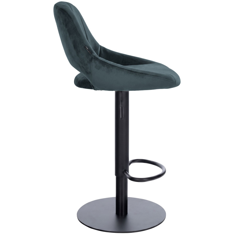 Tabouret de bar réglable pivotant en velours gris foncé et métal noir 47x48x83-105 cm Saronno  - 3
