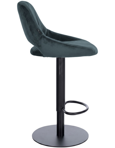 Tabouret de bar réglable pivotant en velours gris foncé et métal noir 47x48x83-105 cm Saronno  - 3