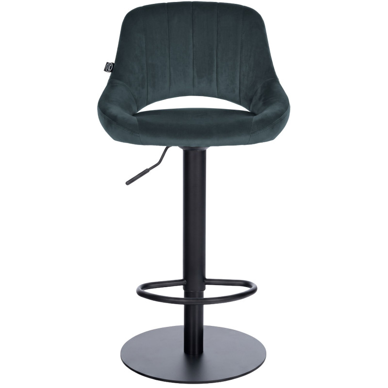 Tabouret de bar réglable pivotant en velours gris foncé et métal noir 47x48x83-105 cm Saronno  - 2