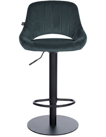 Tabouret de bar réglable pivotant en velours gris foncé et métal noir 47x48x83-105 cm Saronno  - 2