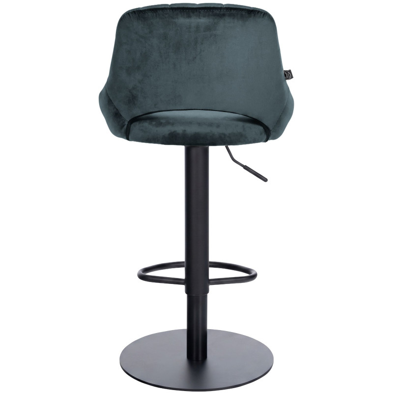 Tabouret de bar réglable pivotant en velours gris foncé et métal noir 47x48x83-105 cm Saronno  - 4