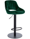 Tabouret de bar réglable pivotant en velours vert et métal noir 47x48x83-105 cm Saronno