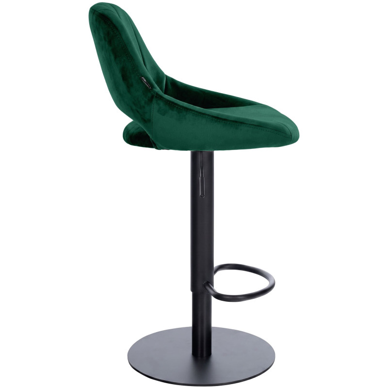 Tabouret de bar réglable pivotant en velours vert et métal noir 47x48x83-105 cm Saronno  - 3