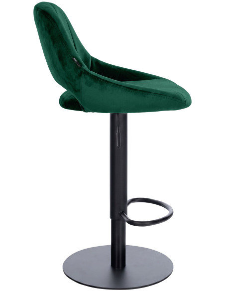 Tabouret de bar réglable pivotant en velours vert et métal noir 47x48x83-105 cm Saronno  - 3