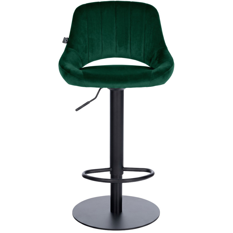 Tabouret de bar réglable pivotant en velours vert et métal noir 47x48x83-105 cm Saronno  - 2