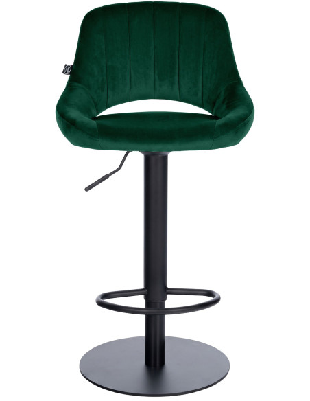 Tabouret de bar réglable pivotant en velours vert et métal noir 47x48x83-105 cm Saronno  - 2