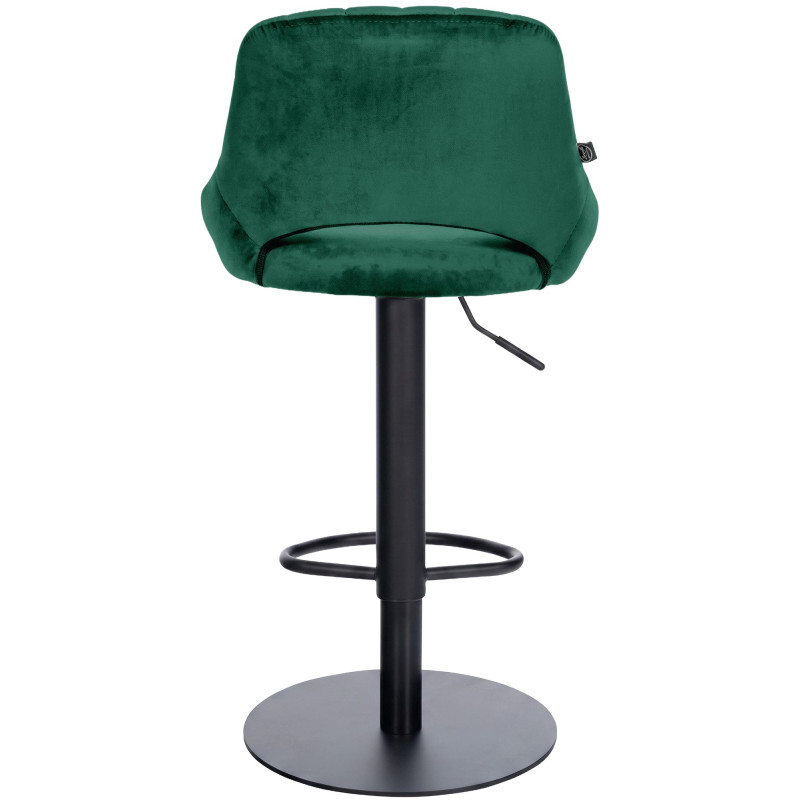 Tabouret de bar réglable pivotant en velours vert et métal noir 47x48x83-105 cm Saronno  - 4