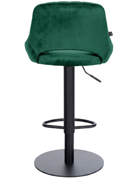 Tabouret de bar réglable pivotant en velours vert et métal noir 47x48x83-105 cm Saronno  - 4