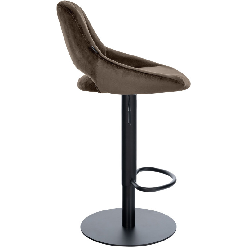 Tabouret de bar réglable pivotant en velours marron et métal noir 47x48x83-105 cm Saronno  - 3