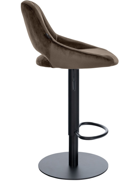 Tabouret de bar réglable pivotant en velours marron et métal noir 47x48x83-105 cm Saronno  - 3
