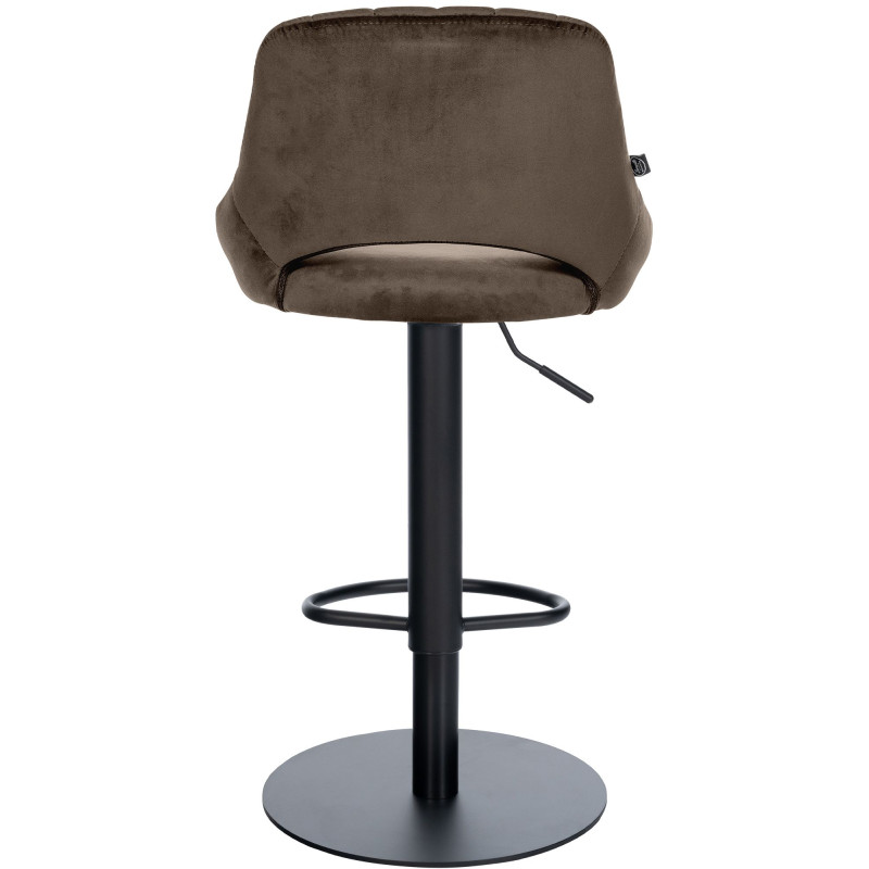 Tabouret de bar réglable pivotant en velours marron et métal noir 47x48x83-105 cm Saronno  - 4