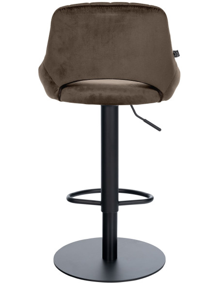 Tabouret de bar réglable pivotant en velours marron et métal noir 47x48x83-105 cm Saronno  - 4