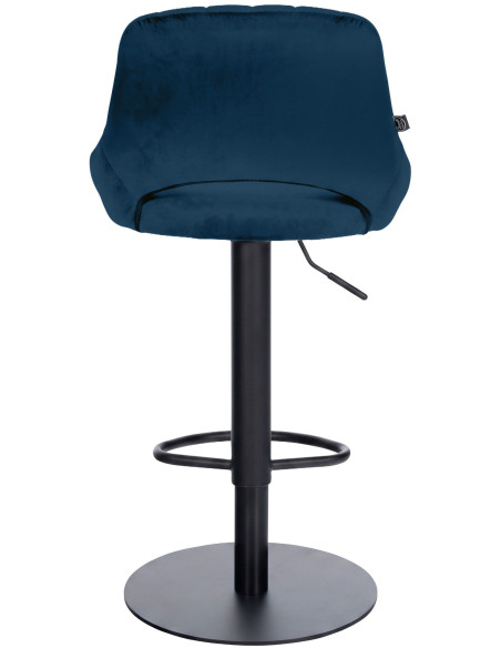 Tabouret de bar réglable pivotant en velours bleu profond et métal noir 47x48x83-105 cm Saronno  - 4